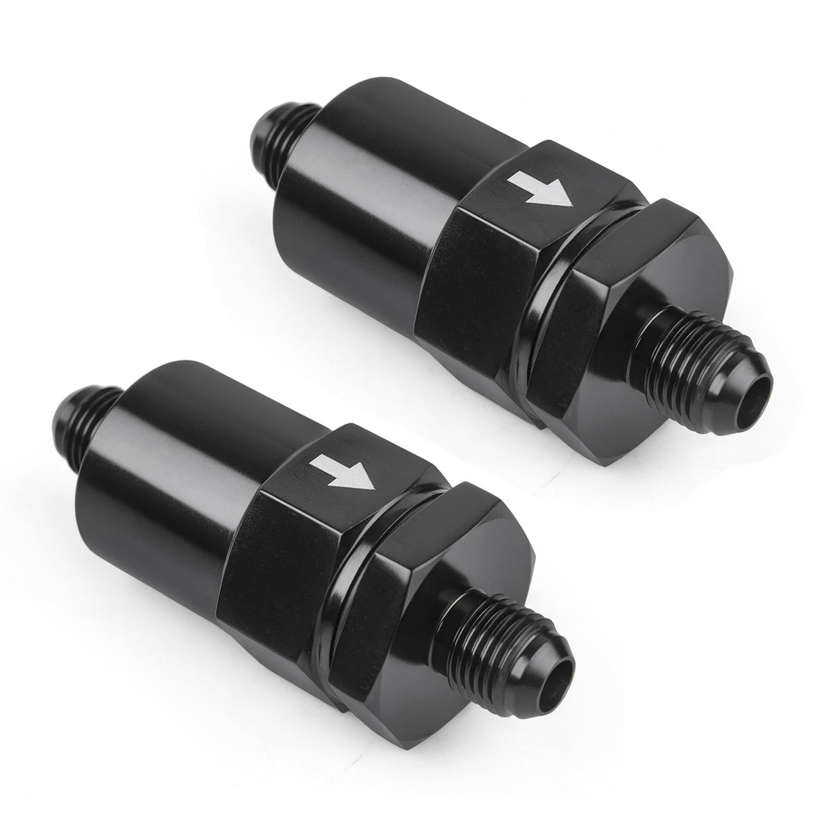 CNRAQR 6AN inline fuel filter with 30 micron bronze element for clean fuel flow.
