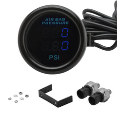 CNRAQR dual display air suspension gauge with bright blue LCD for quick pressure checks.