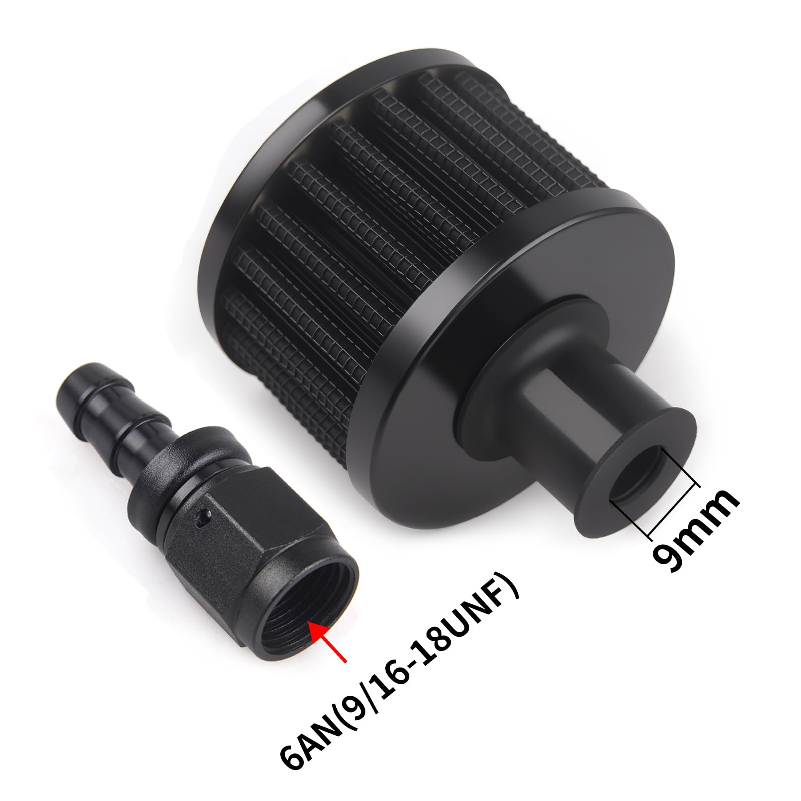 CNRAQR fuel cell breather 6AN fitting side view ensures secure connection with compatible piping