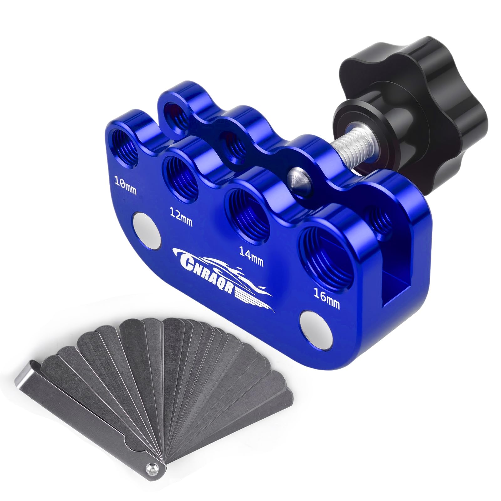 CNRAQR universal spark plug gap tool with base inserts for 10–16mm plugs enables precise gaps.