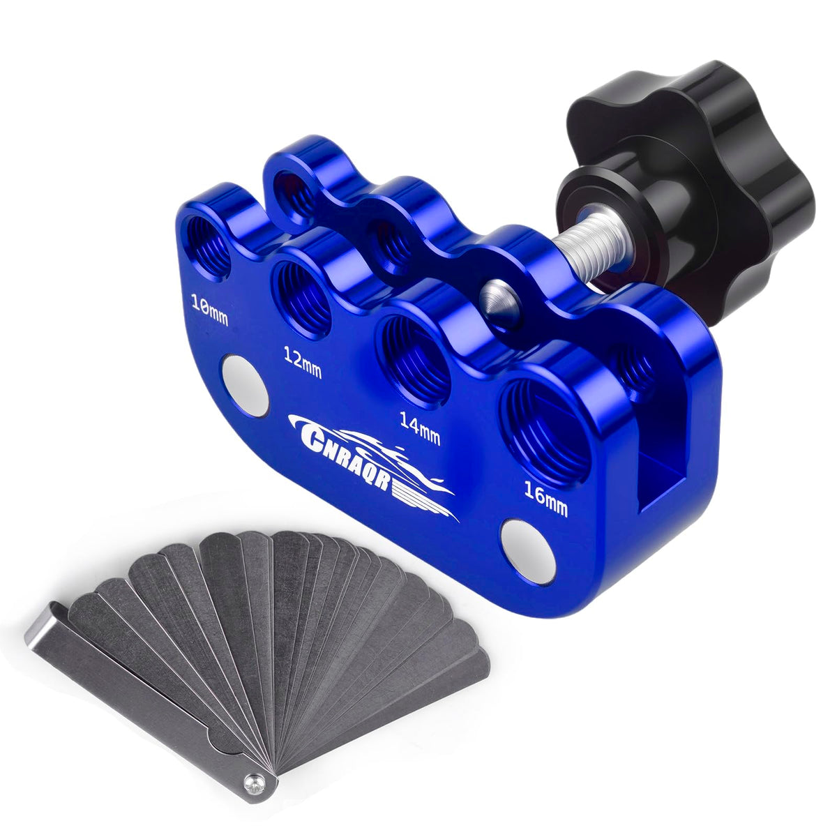 CNRAQR universal spark plug gap tool with base inserts for 10–16mm plugs enables precise gaps.
