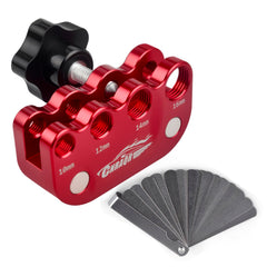 CNRAQR universal spark plug gap tool base inserts for quick, precise gap sizing.