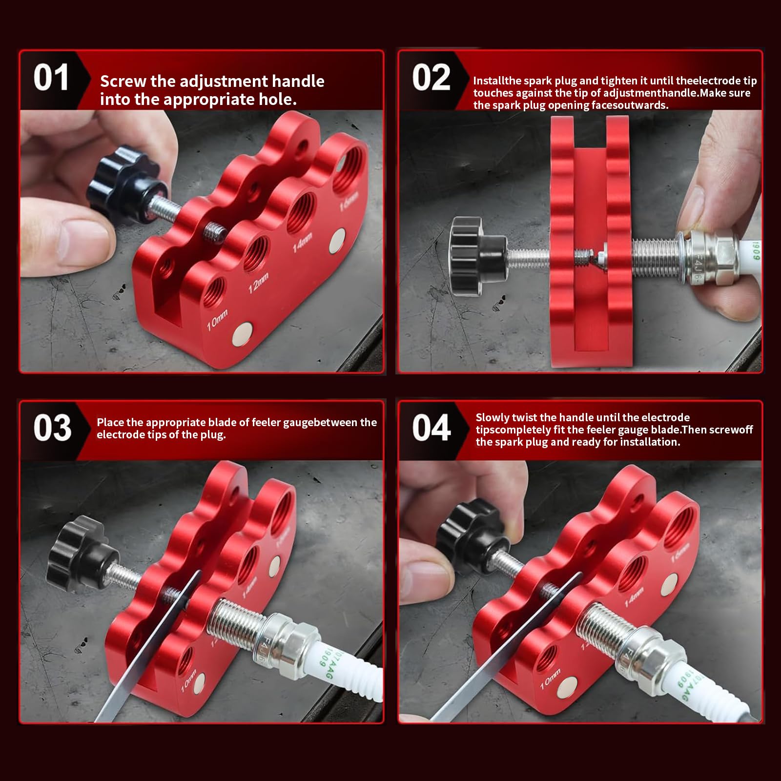 CNRAQR feeler gauge included for precise gap measurement during tuning.