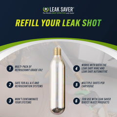 Leak Saver co2 refill cartridge packaging keeps supplies organized for fast HVAC service sessions