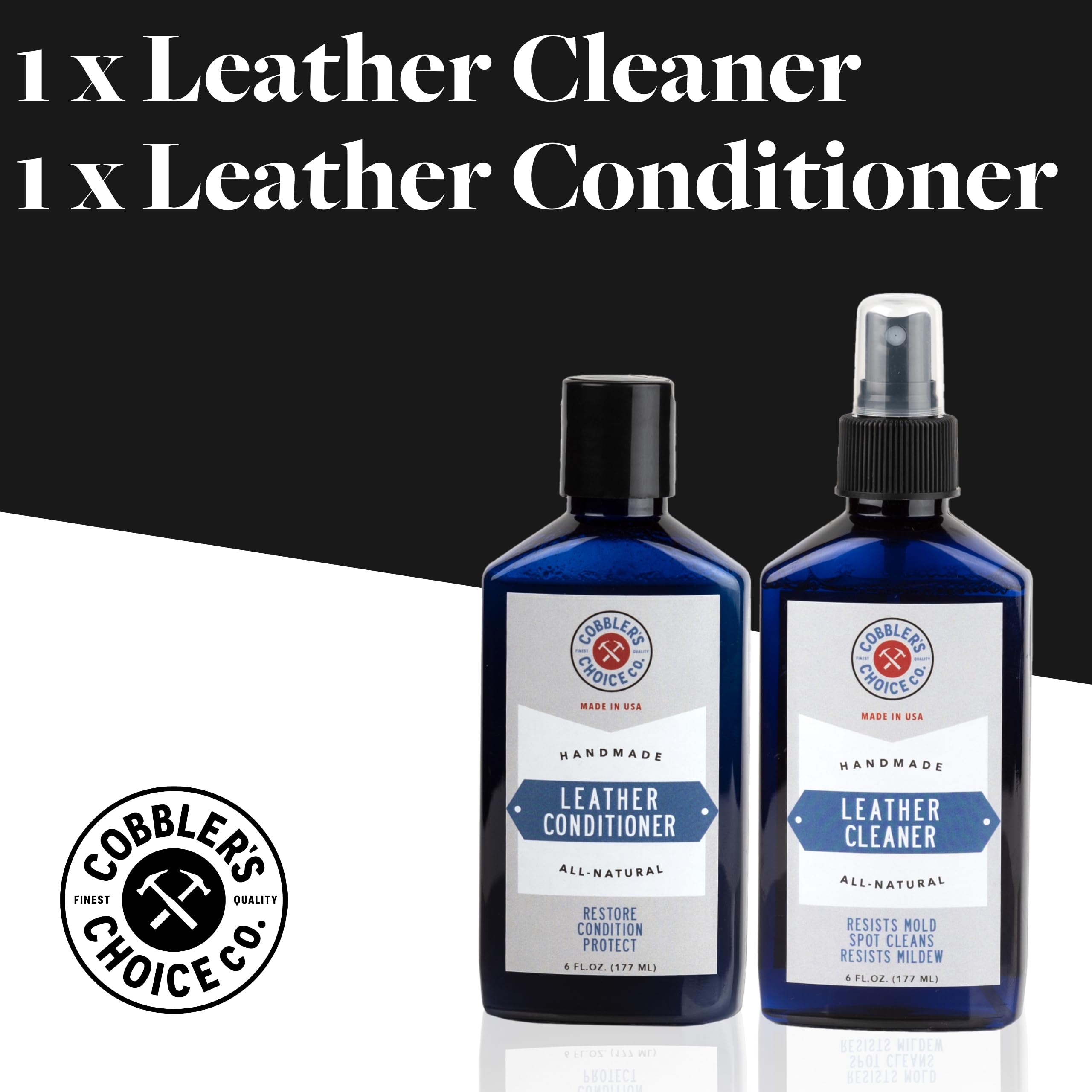 Cobbler's Choice Leather Cleaner foaming action cleans leather surfaces