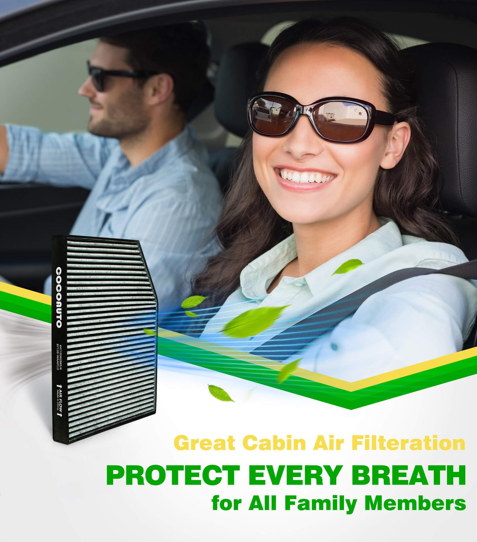 COCOAUTO cabin air filter installed in BMW X3 shows clean airflow.