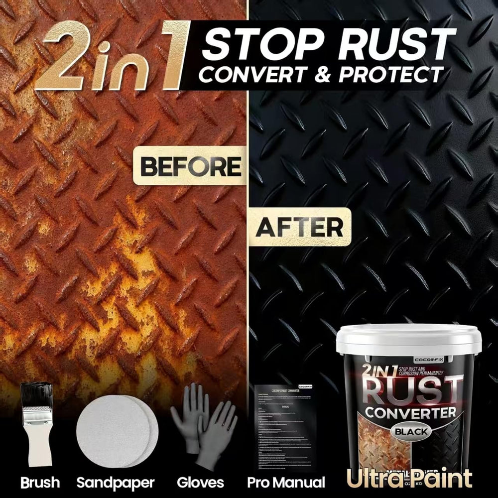 Cocomfix 2in1 rust-converter coating applied on metal for durable protection.