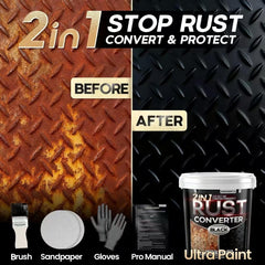 Cocomfix 2in1 rust-converter coating applied on metal for durable protection.