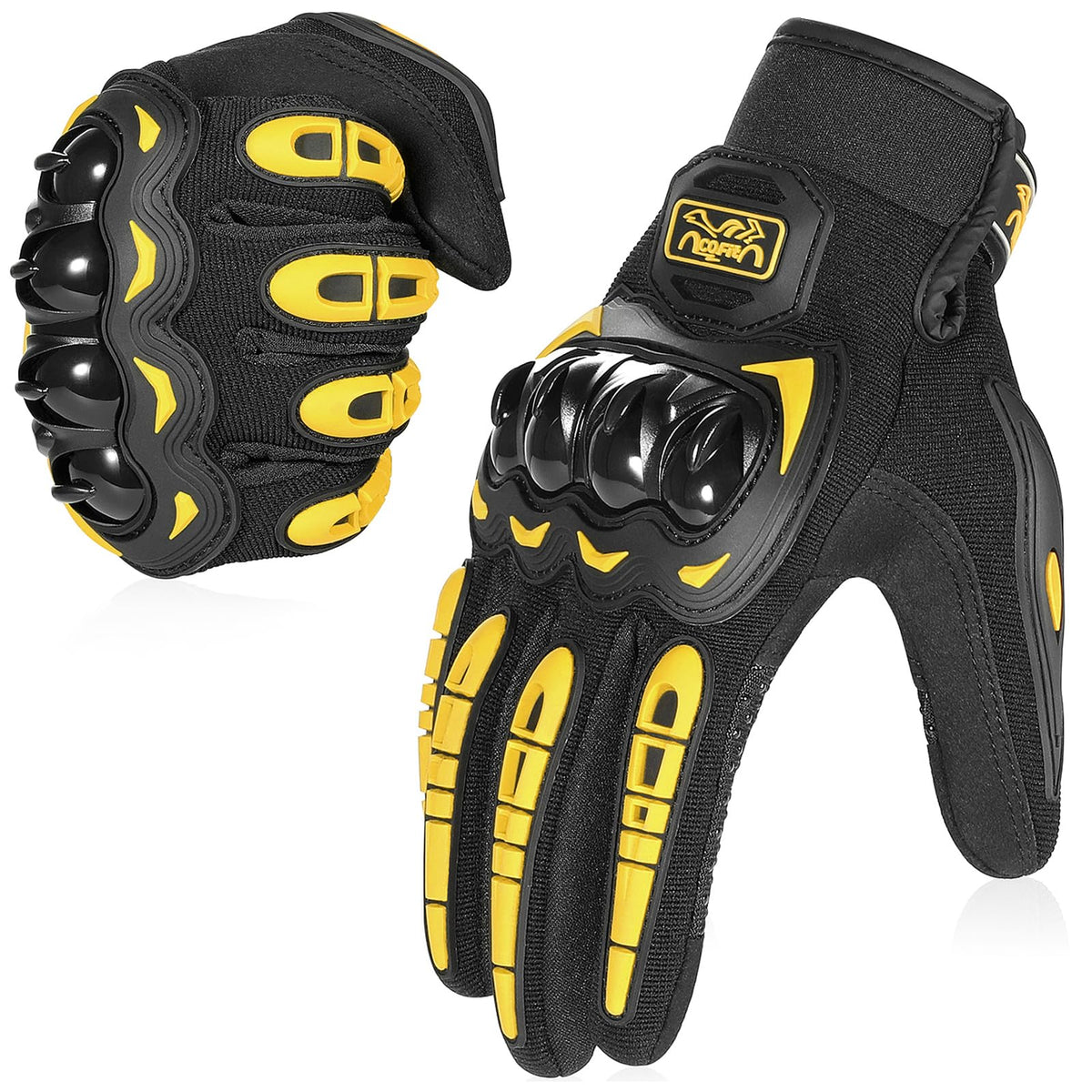 COFIT motorcycle gloves breathable polyester for all-season comfort.