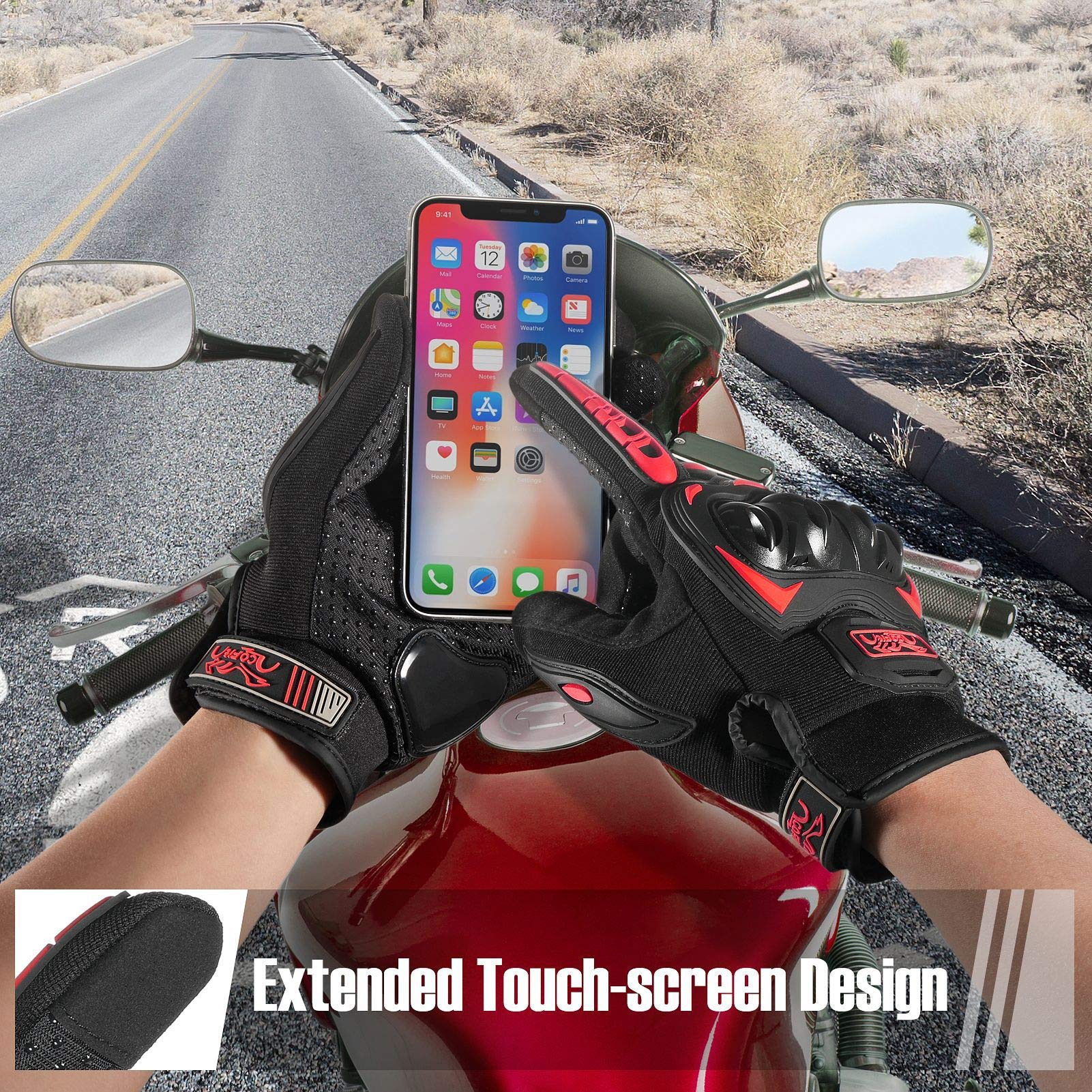 COFIT motorcycle gloves touchscreen fingertips work with devices for navigation.