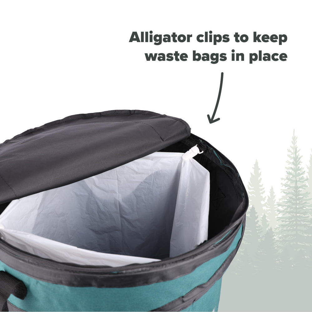 Coghlan's deluxe alligator clips secure bags for tidy cleanup.