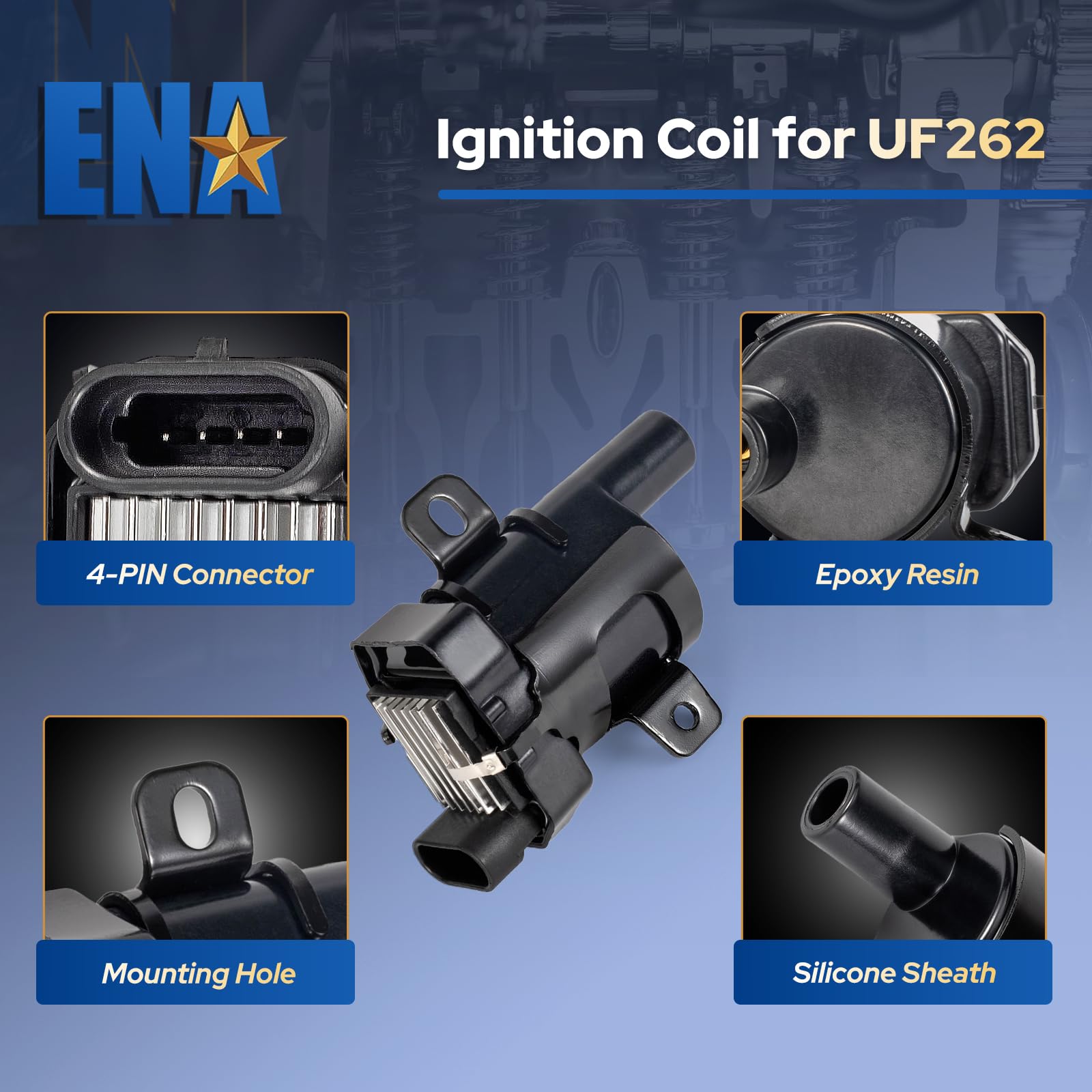 Close-up of ENA UF262 coils showcasing black finish and rugged construction
