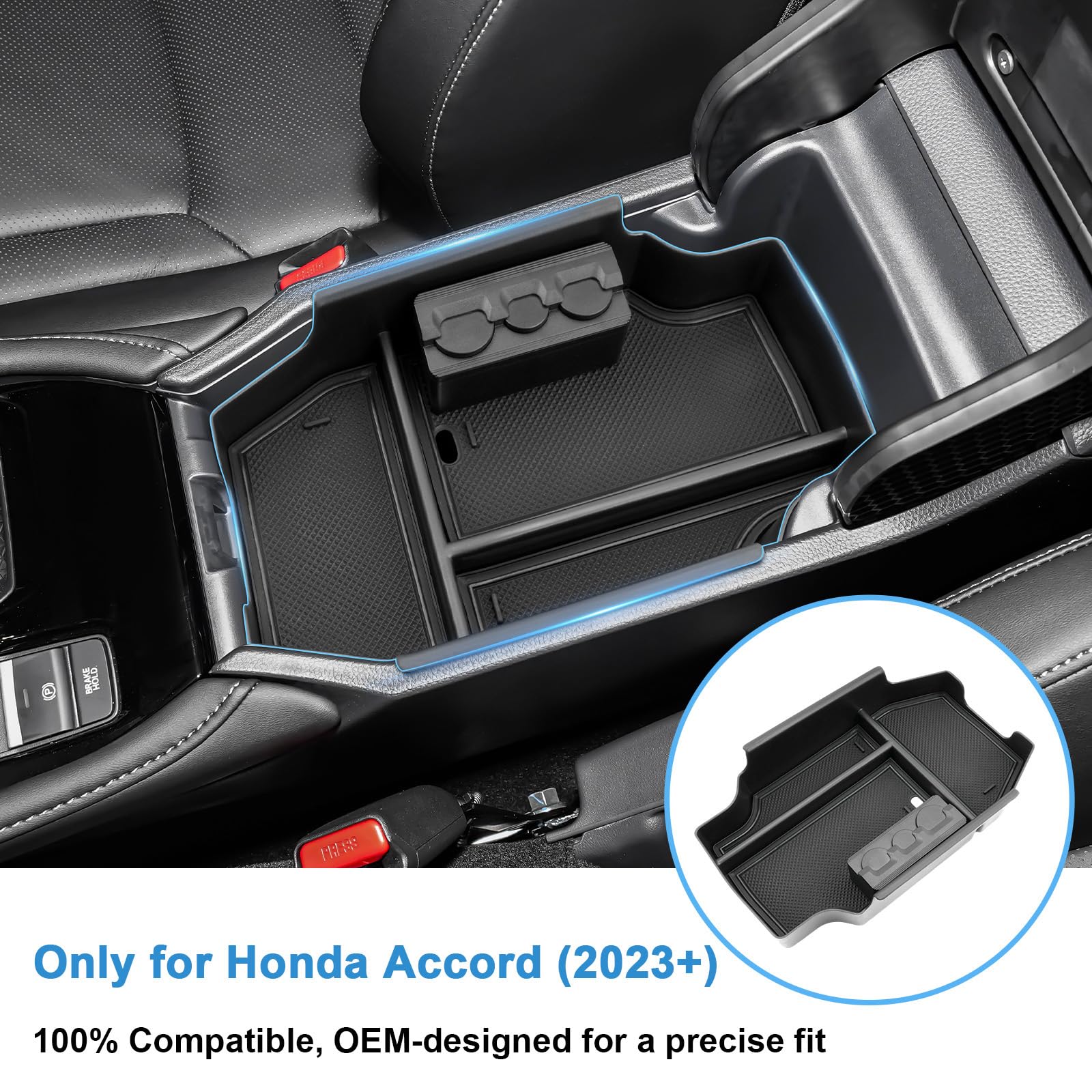 Coleya Accord Hybrid console tray provides easy access to essentials on the go.