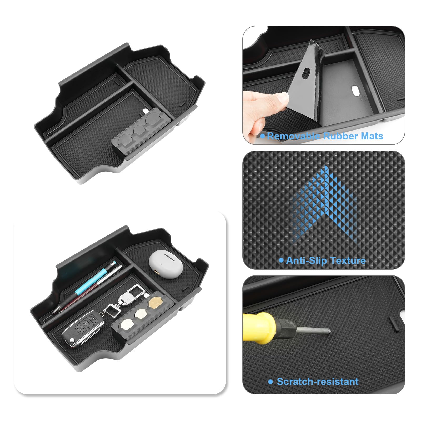Coleya armrest organizer shows precise fit and secure placement.