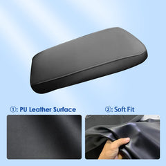 Waterproof leather NX console armrest cover protects against spills.