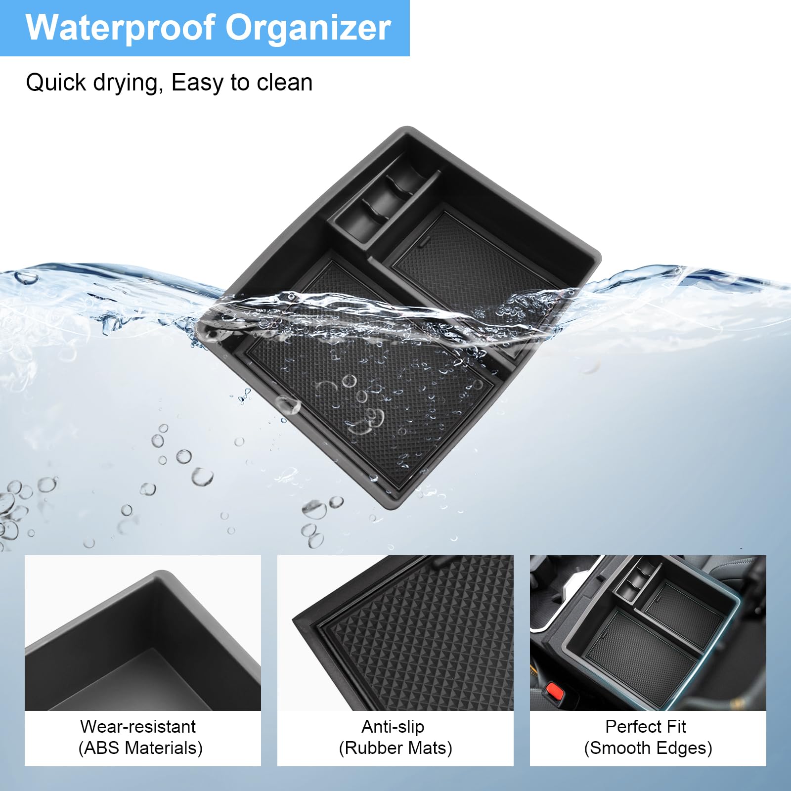 Coleya Tacoma console organizer made from durable ABS plastic