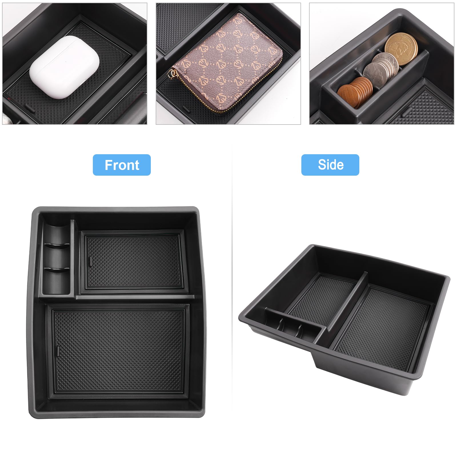 Coleya Tacoma console organizer with divided compartments maximizing storage