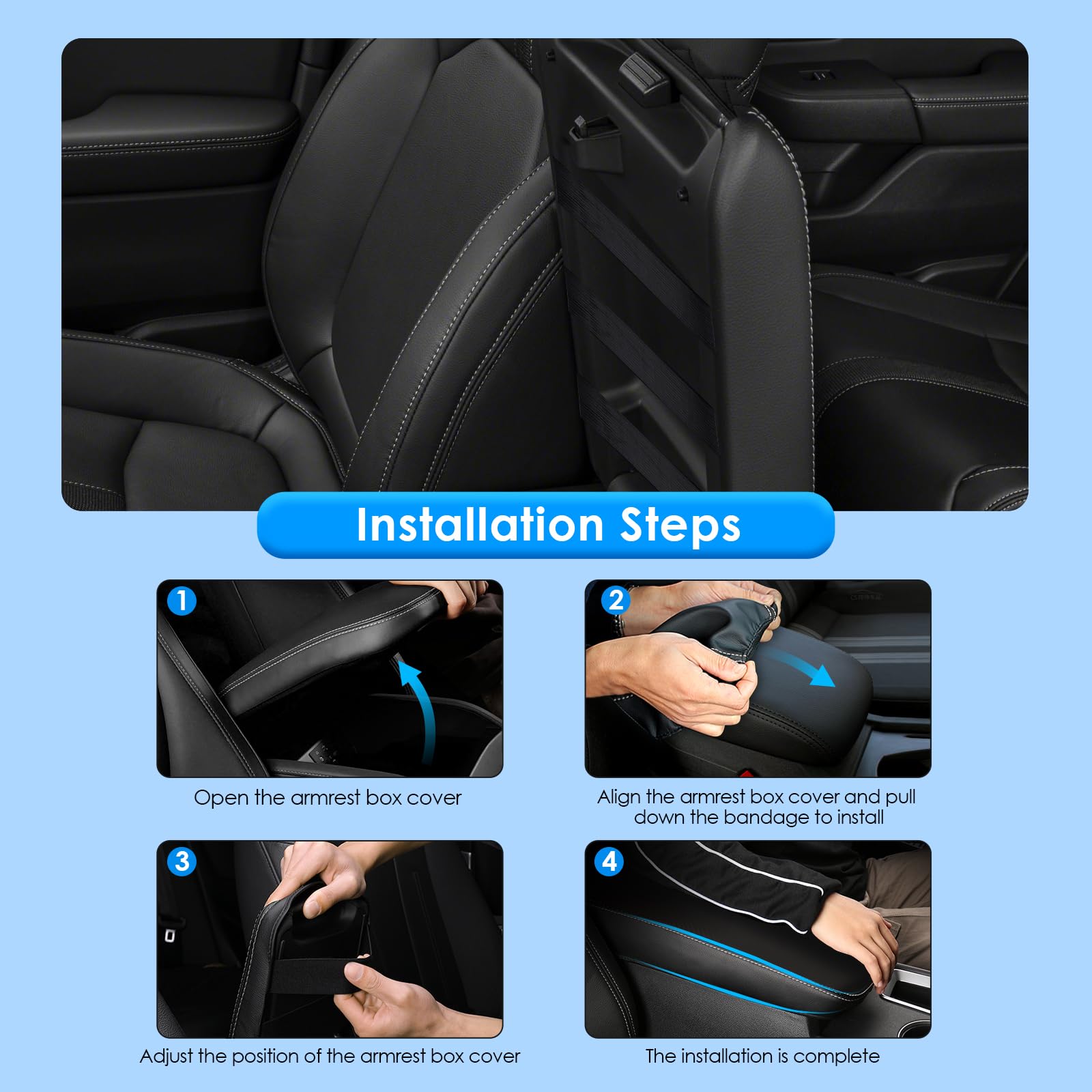 Coleya Tucson center console cover; breathable leather minimizes sweat residue