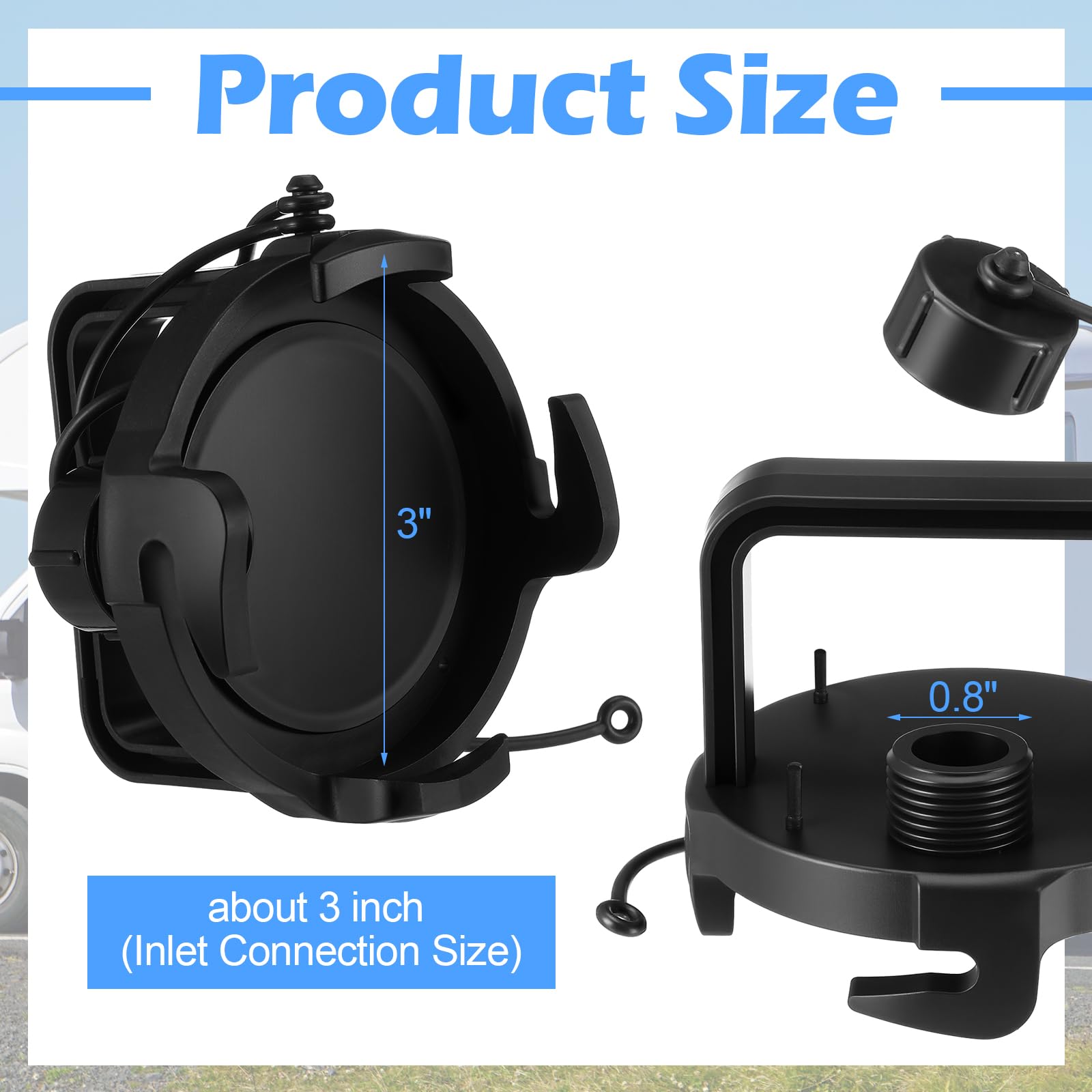 Colingmill RV waste tank cap protects against leaks during trips.