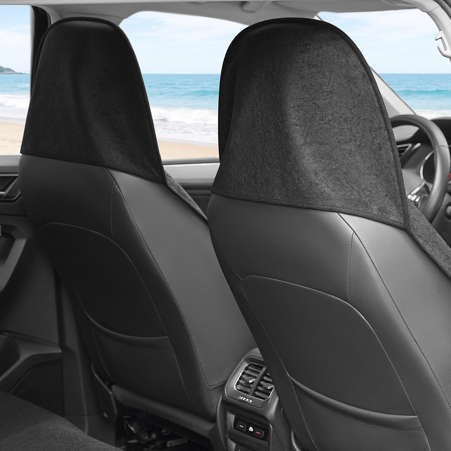 COLINOO universal-fit car seat towel shown installed for easy setup.