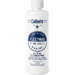 COLLINITE 870 All-In-One Cleaner Wax on gelcoat delivering a high-gloss shine and UV protection.