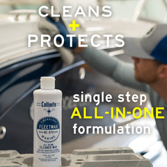 COLLINITE 870 Cleaner Wax hand-application on gelcoat for oxidation removal.