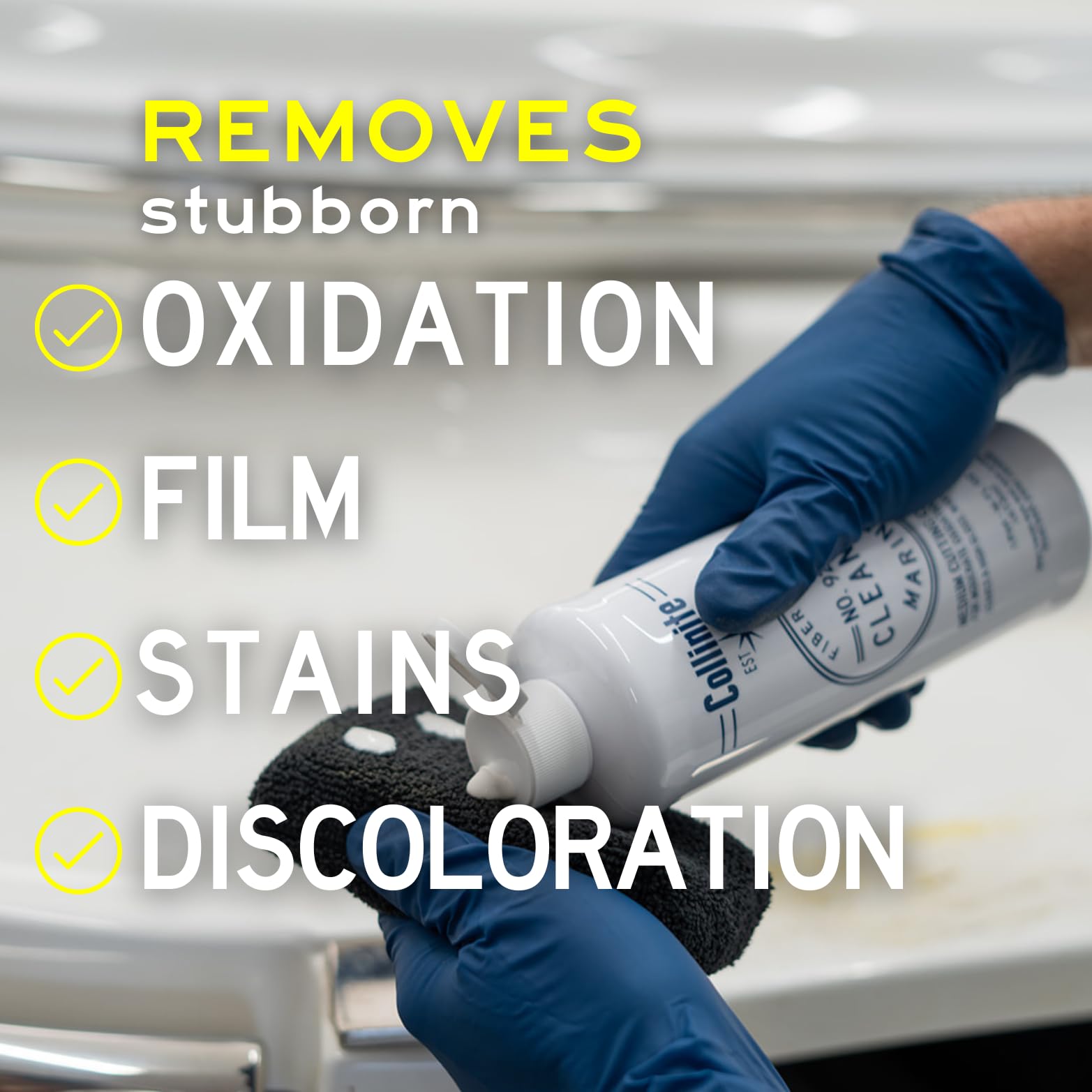 COLLINITE 920 Cleaner applied by hand or DA polisher for quick prep.