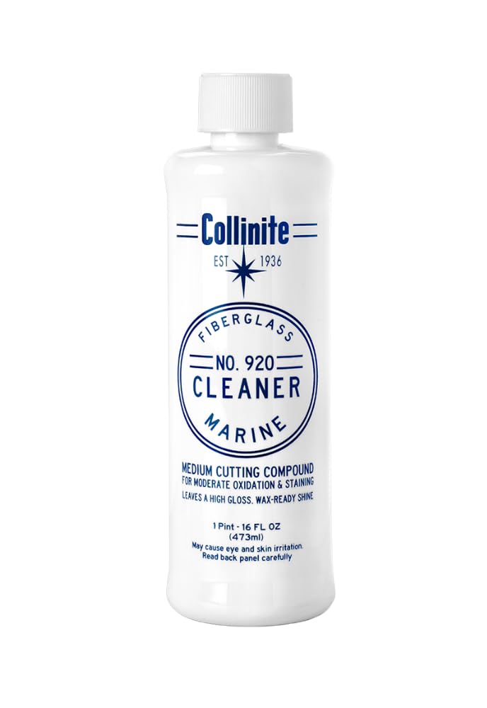COLLINITE 920 Cleaner removes marine stains to revive gel coat shine.