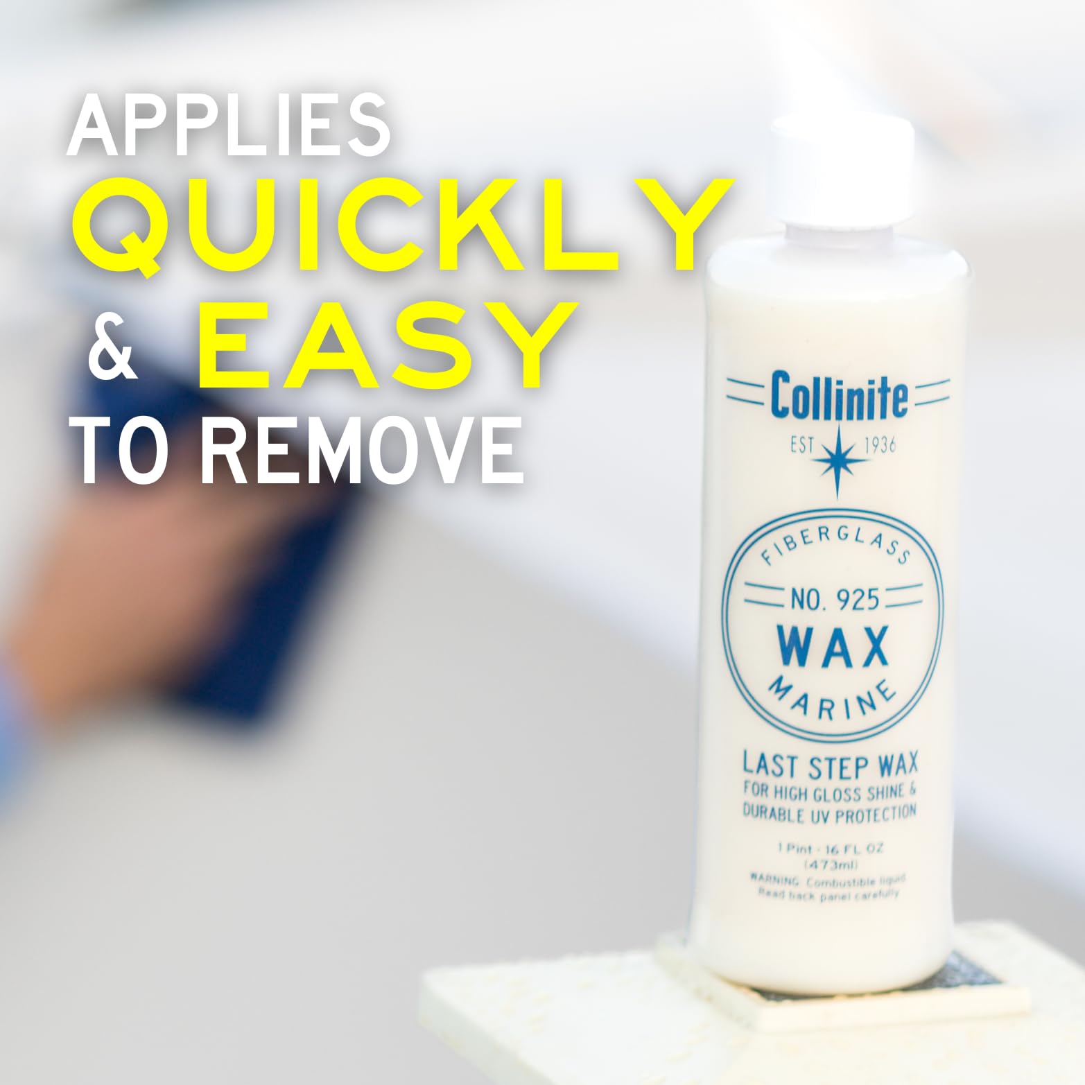 Collinite 925 provides UV protection for colored fiberglass surfaces.
