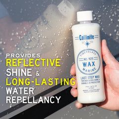 COLLINITE 925 water beading gloss highlights a showroom shine and water-shedding surface.