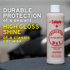 COLLINITE No. 845 microfiber towel ready to buff a coated surface