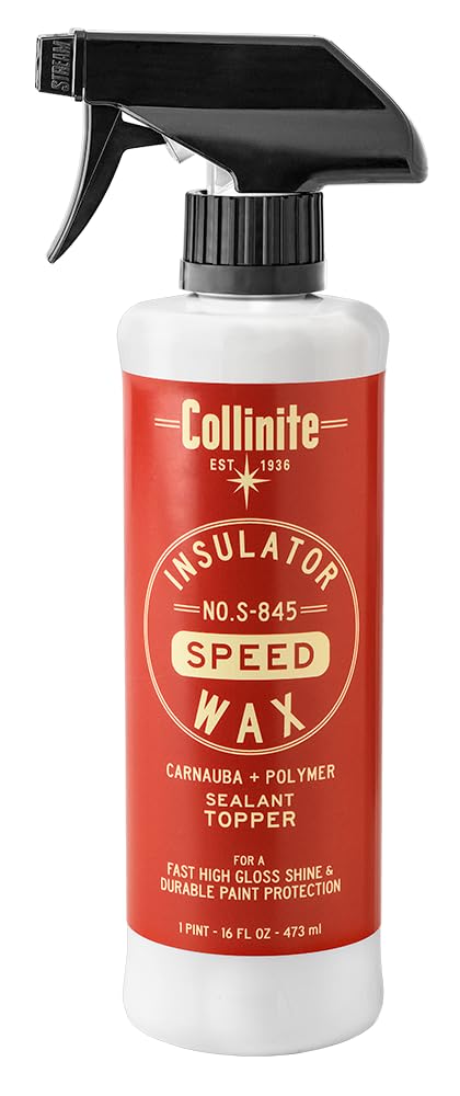 COLLINITE S-845 Insulator Speed Wax spray bottle delivers quick protection and a brilliant shine.