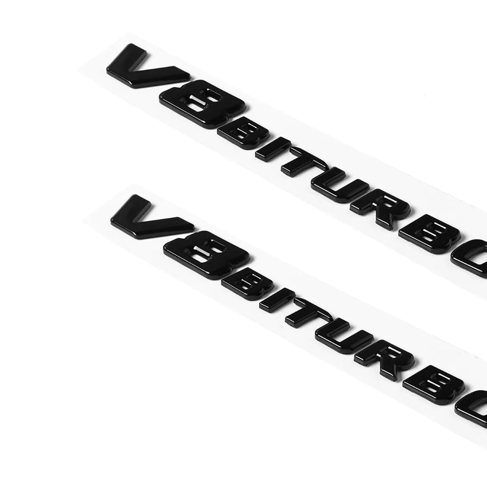 Coloralya V8 Biturbo right emblem adds symmetrical, premium detail to your vehicle.