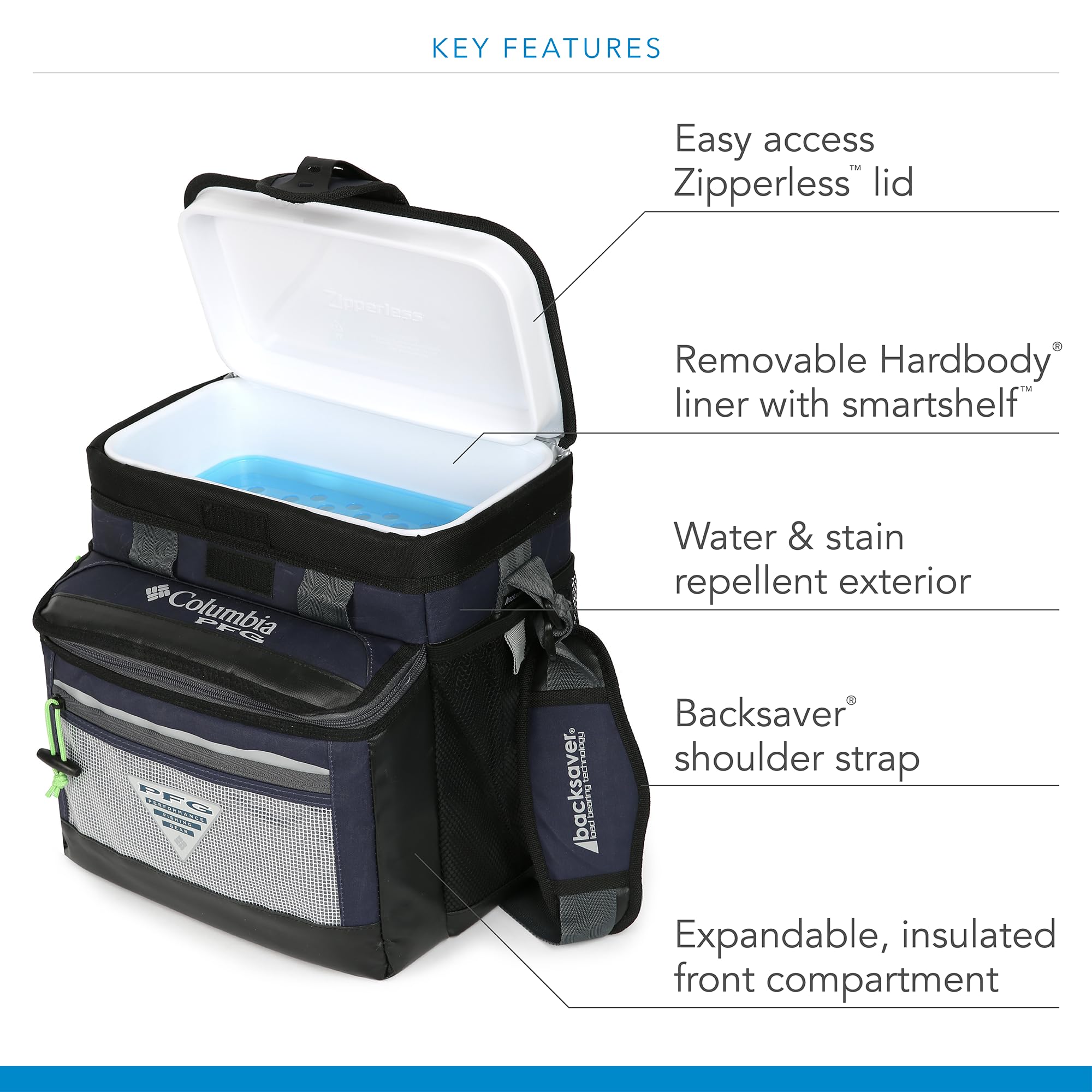Columbia PFG Thermal Pack Cooler ThermaCool insulation keeps drinks colder longer.
