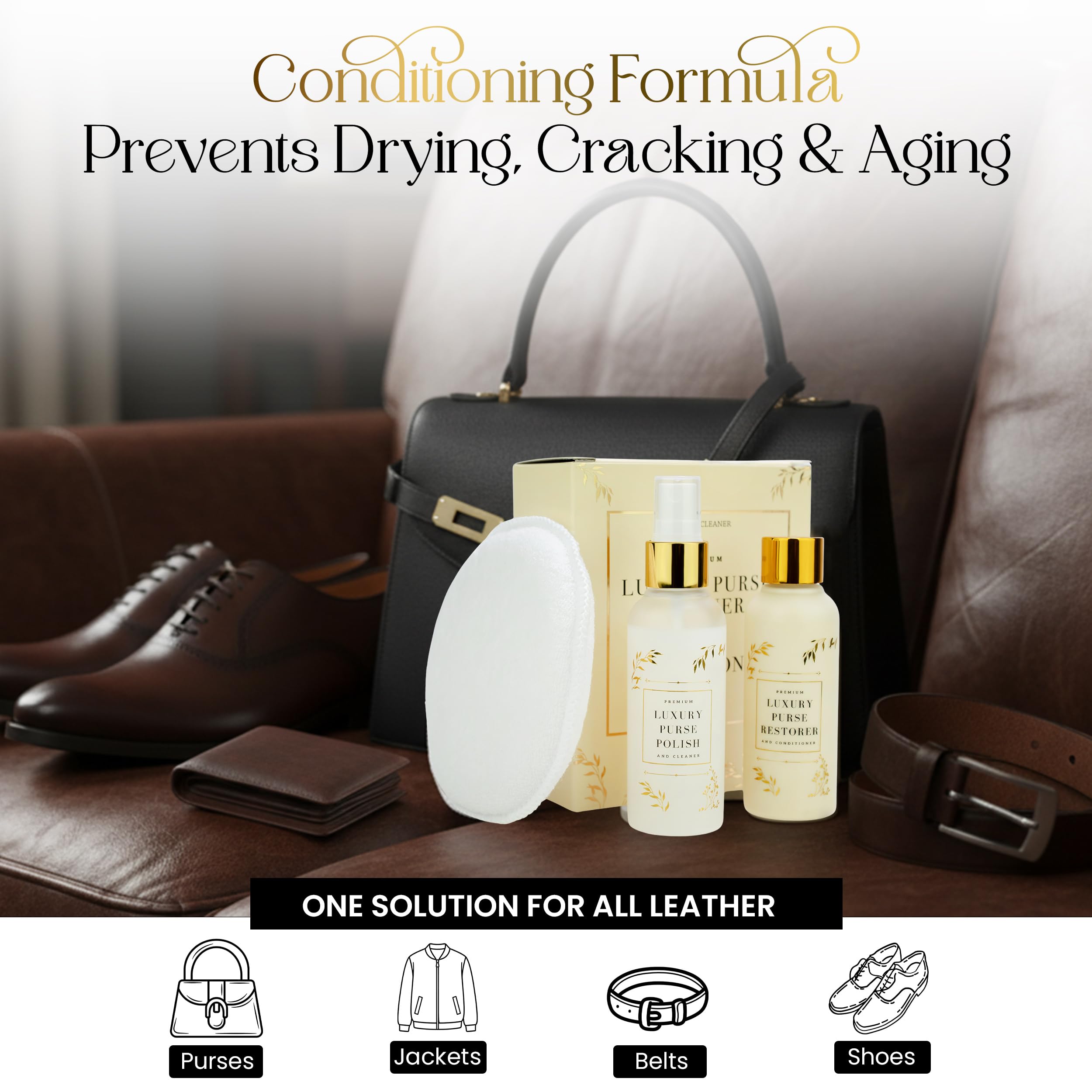 Combat Cleaner before-after shows visible improvement on handbags
