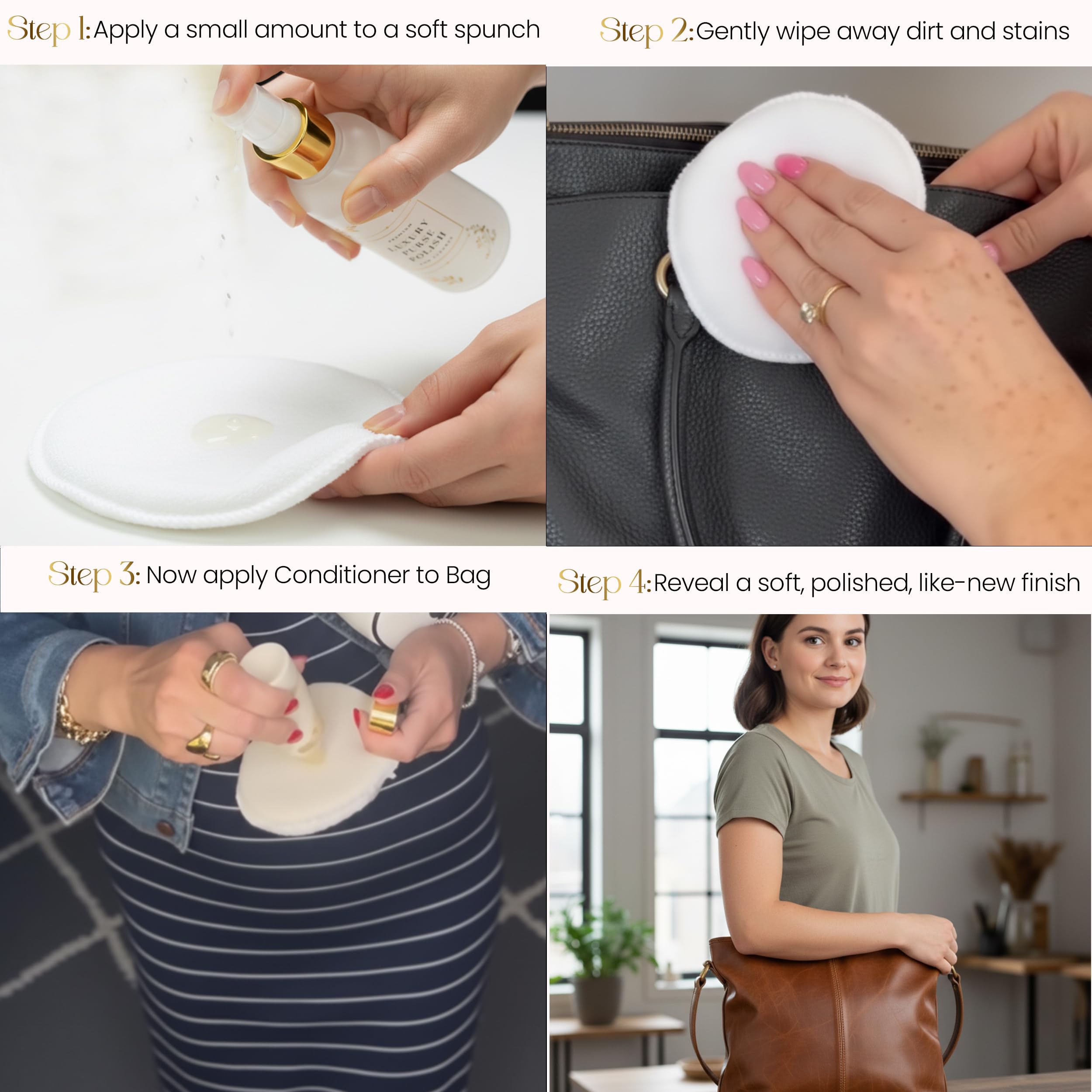 Combat Cleaner packaging box showcases handbag care kit