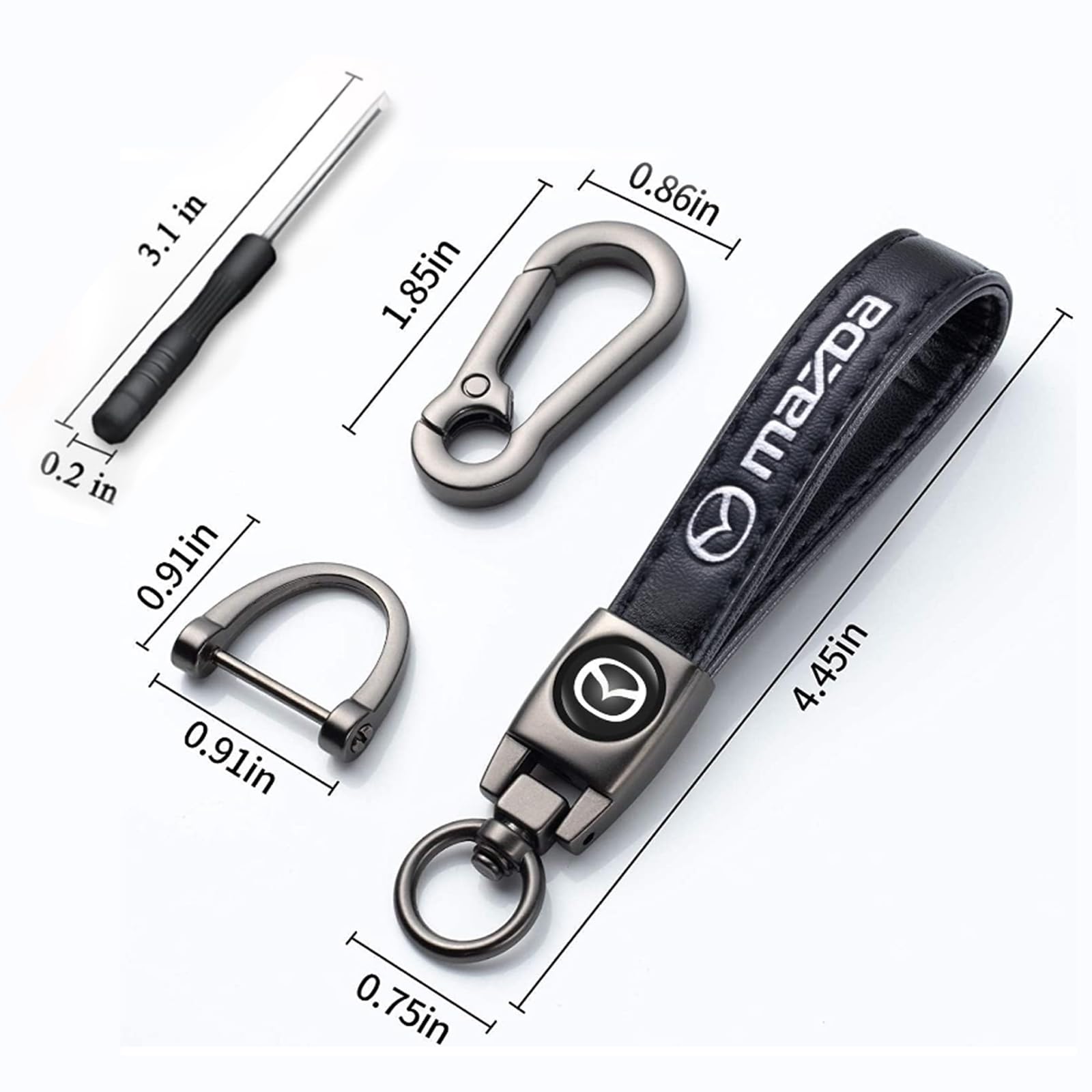 Comburvo leather keychain with black leather strap and aluminum accents for daily durability.