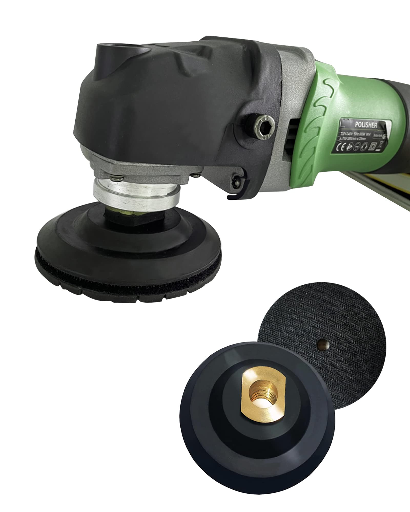 Angle grinder setup using ComeFloor 5-inch backing pad for consistent results