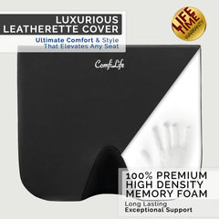 ComfiLife car seat cushion back view on a car seat for comfort during drives
