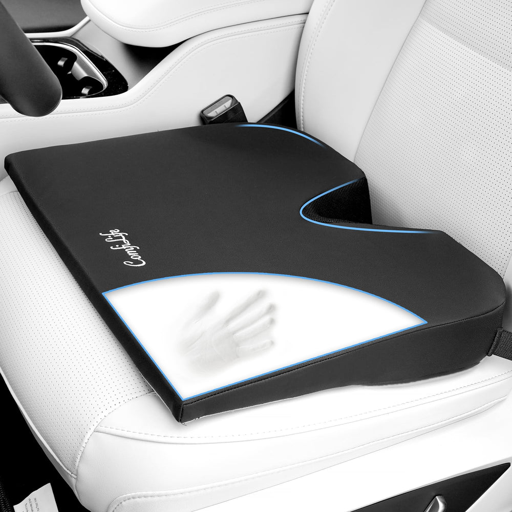 ComfiLife car seat cushion front view showing ergonomic wedge for better posture