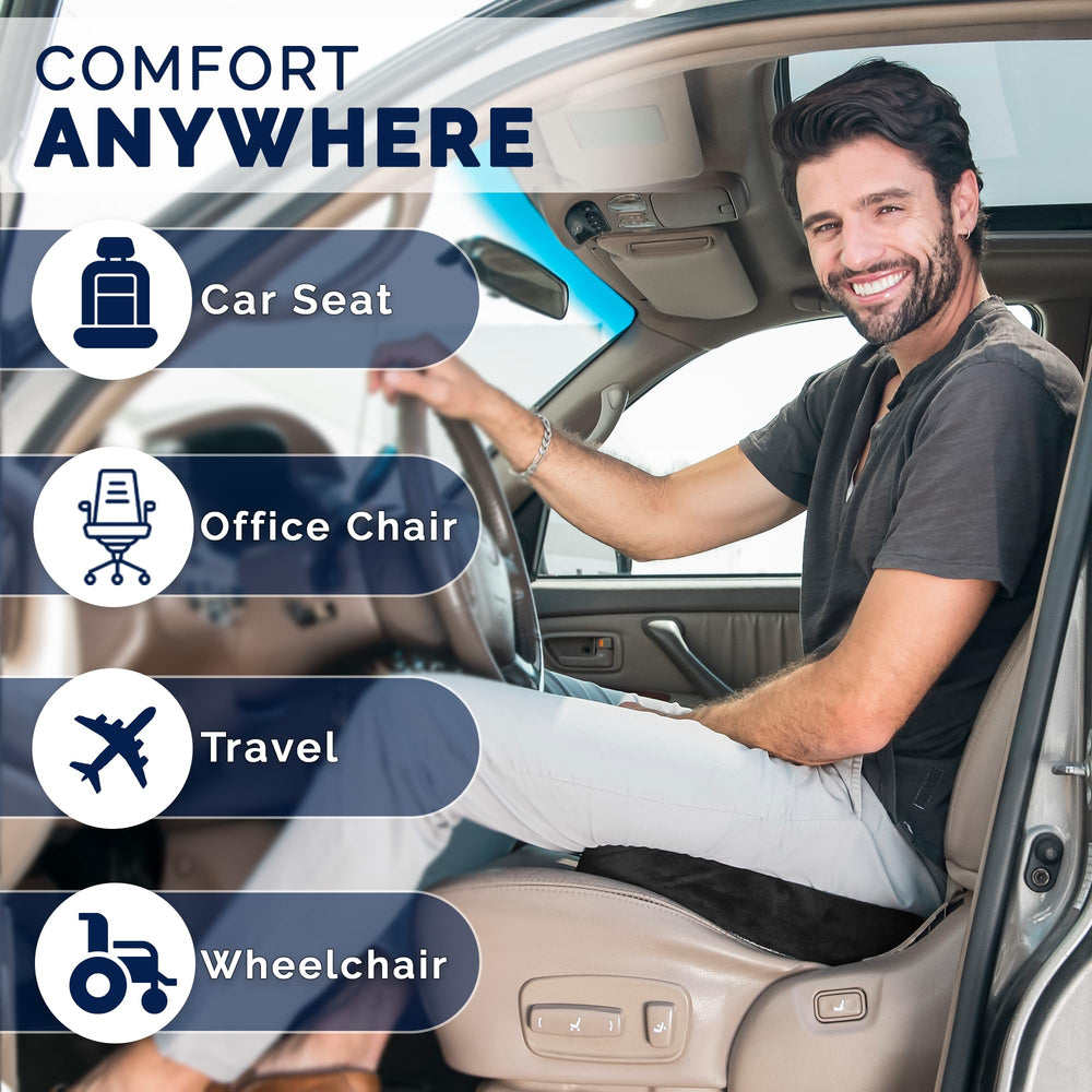 ComfiLife wedge cushion at desk showcases versatility for office and truck seating