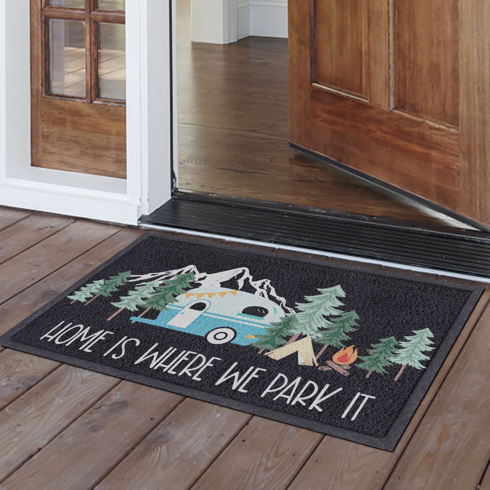 Comfoyar camper door mat non-slip back stays in place.
