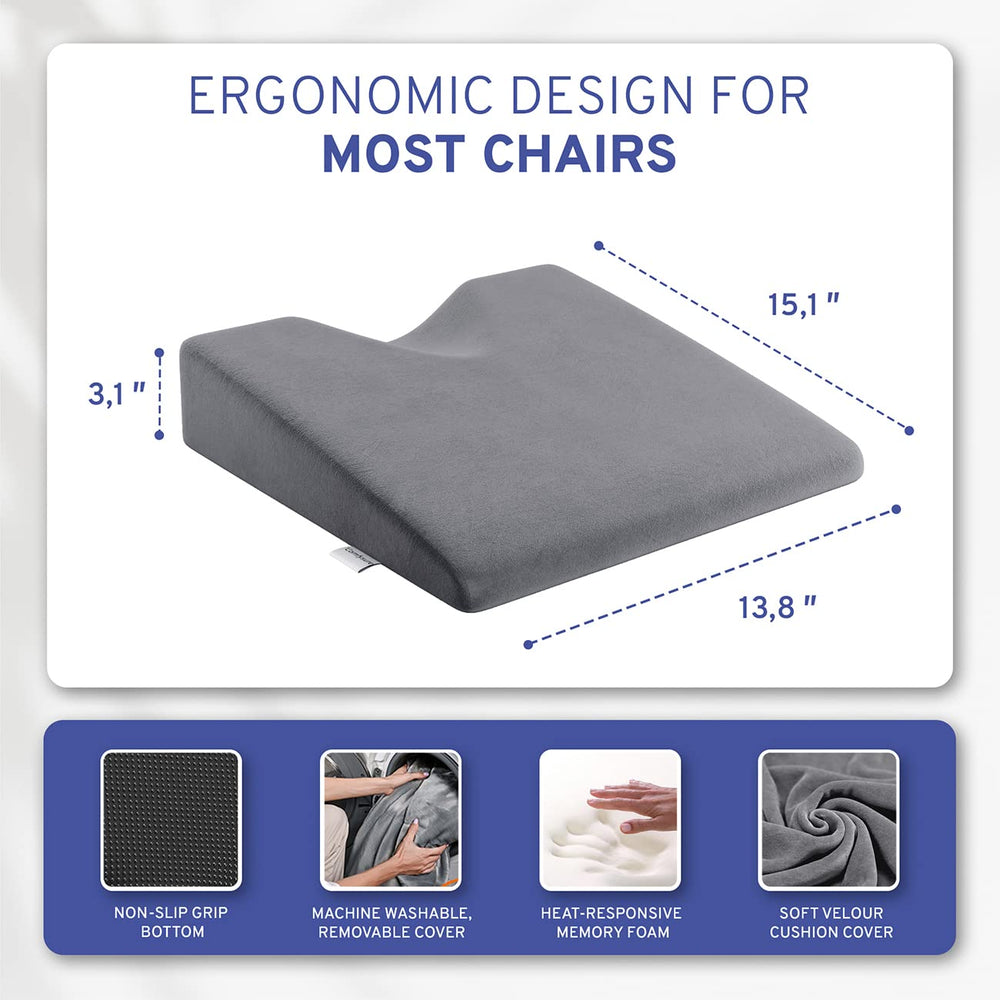 ComfySure portable seat cushion travels easily between car, desk, and couch.
