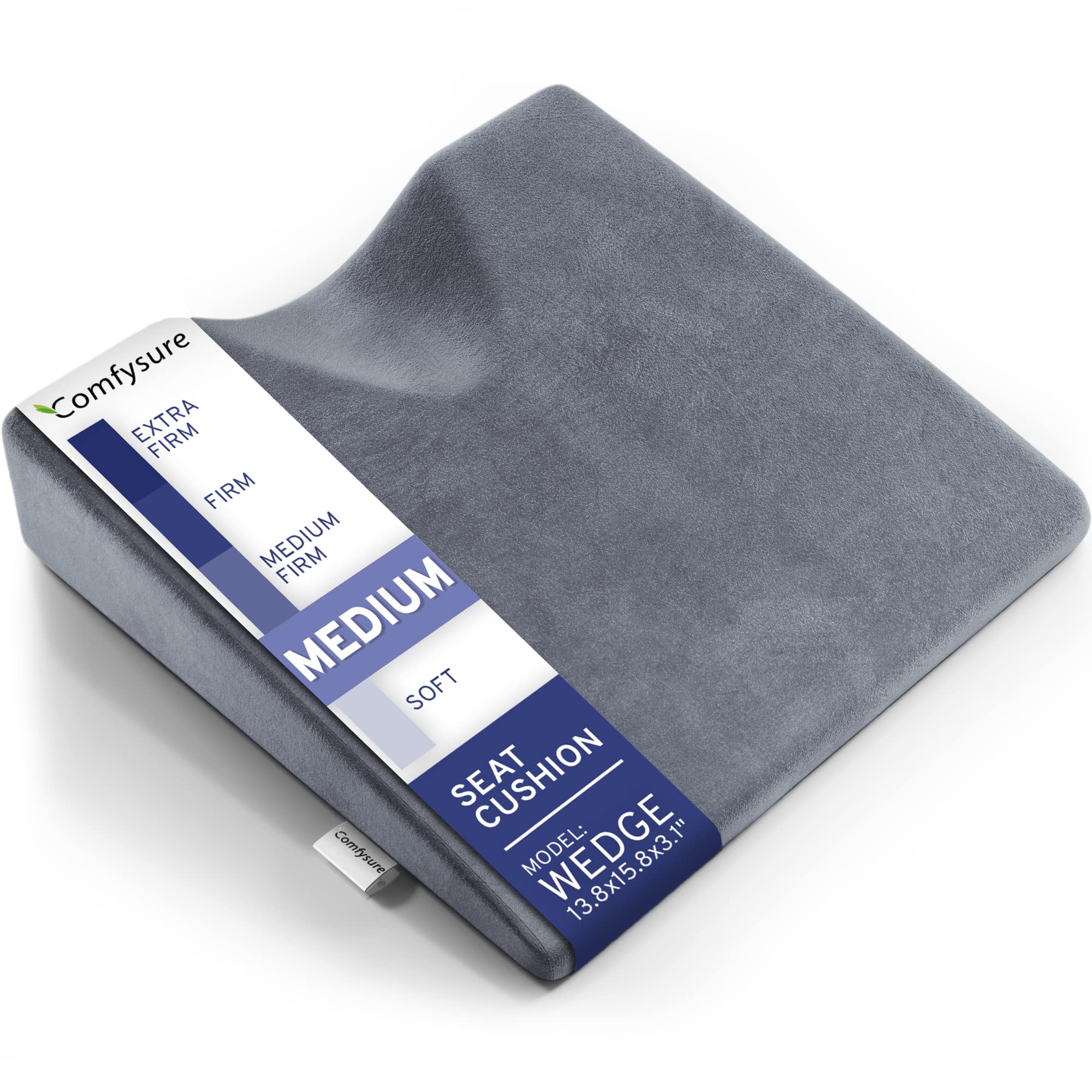 ComfySure wedge car seat cushion with memory foam supports coccyx on long drives.