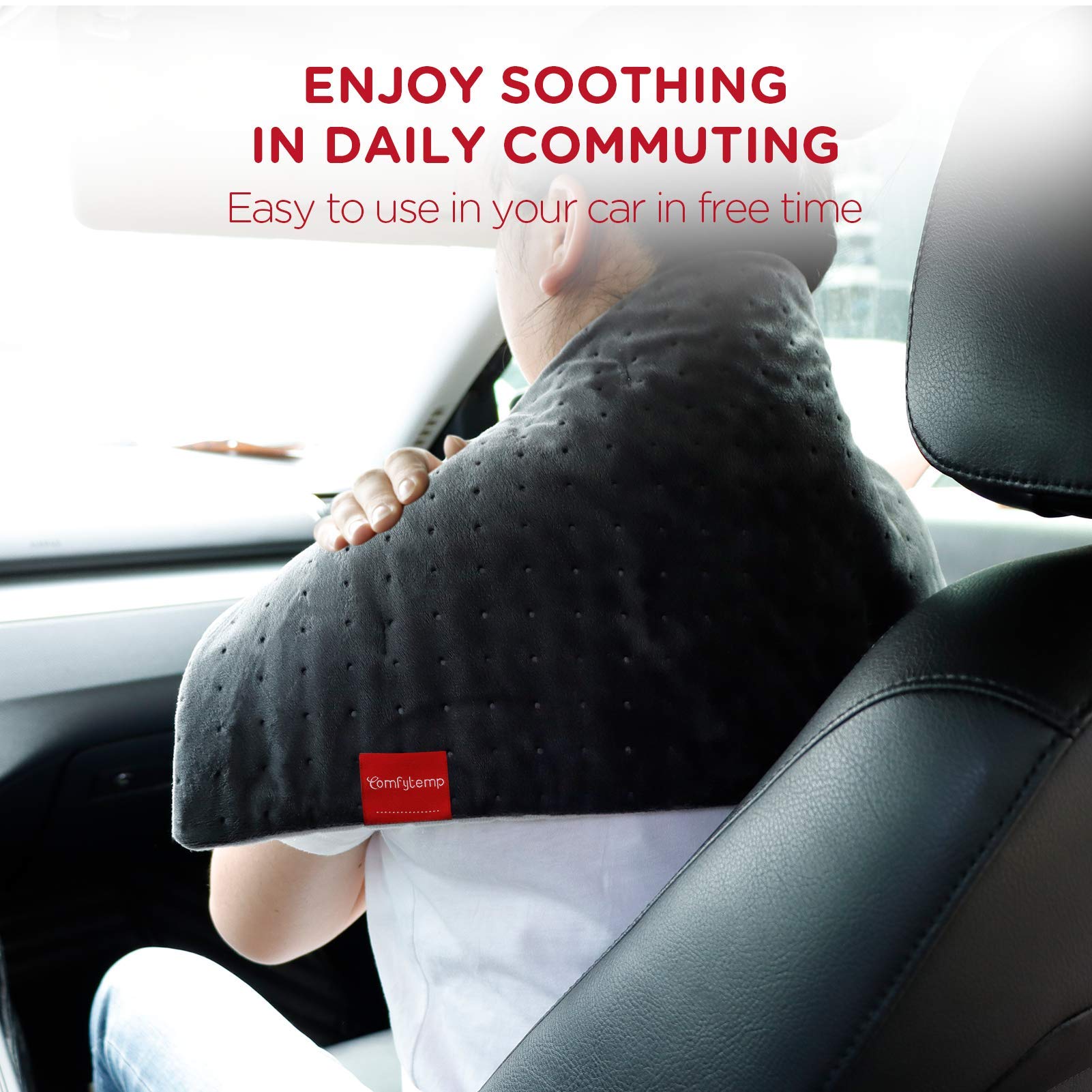 Comfytemp travel blanket with a 110-inch cord for backseat comfort on trips.