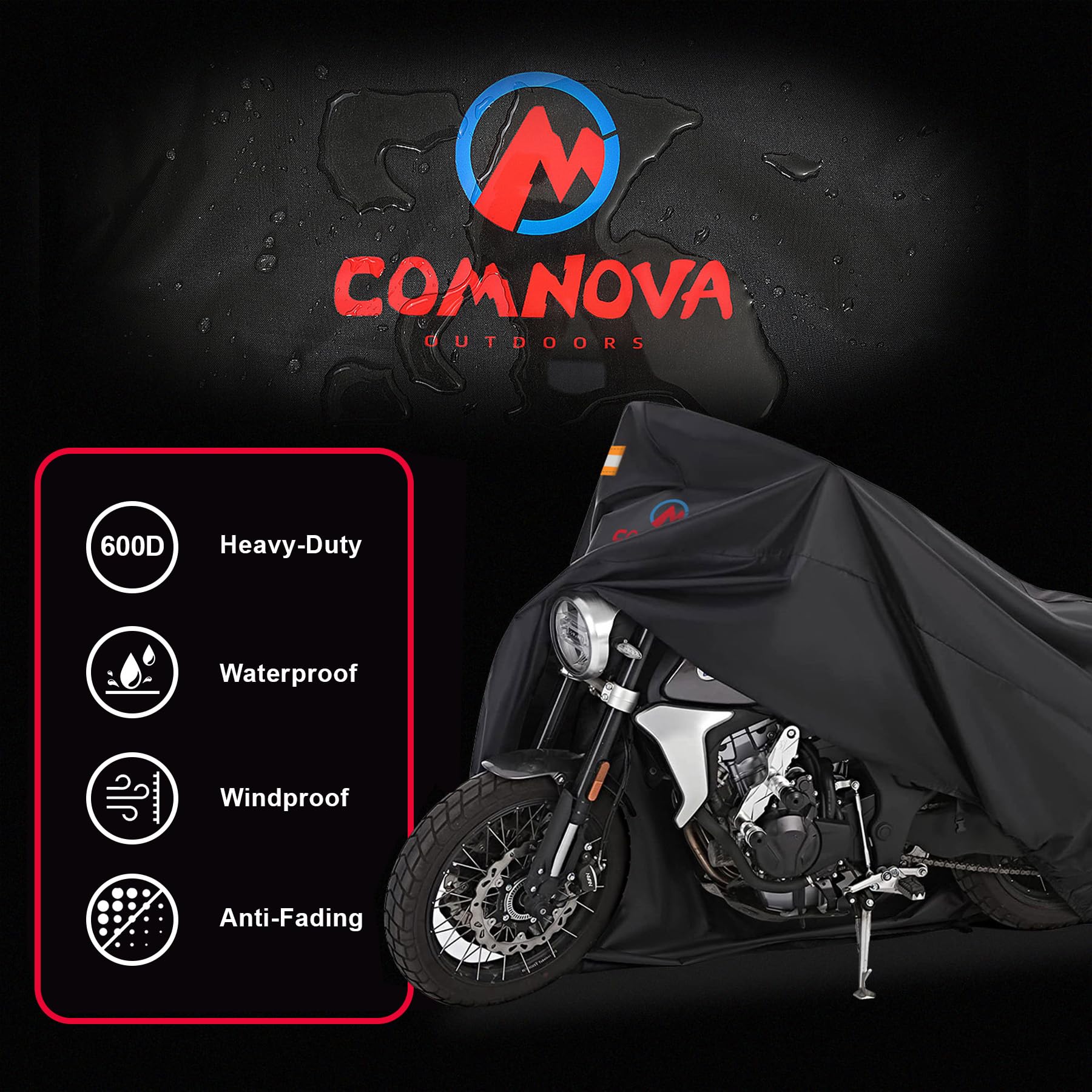 Comnova four night-reflective stripes boost visibility after dark.
