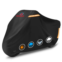 Comnova Motorcycle Cover 96 inch fit protects bikes from rain and dust during daily parking.