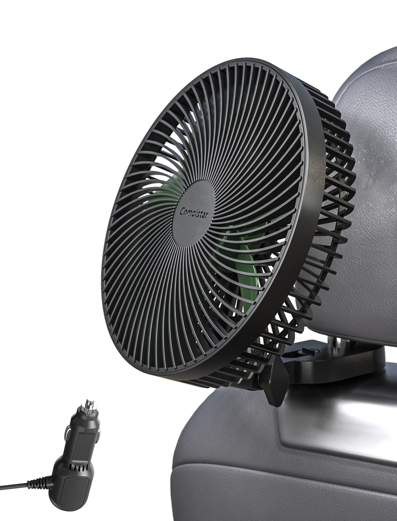 Comoistar 8.5-inch portable car fan front view for quick cabin cooling