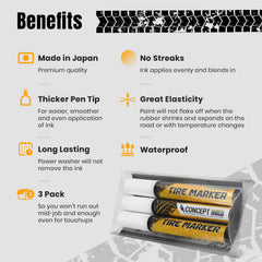 ConceptInks premium tire marker tip for smooth, even application on tire lettering.