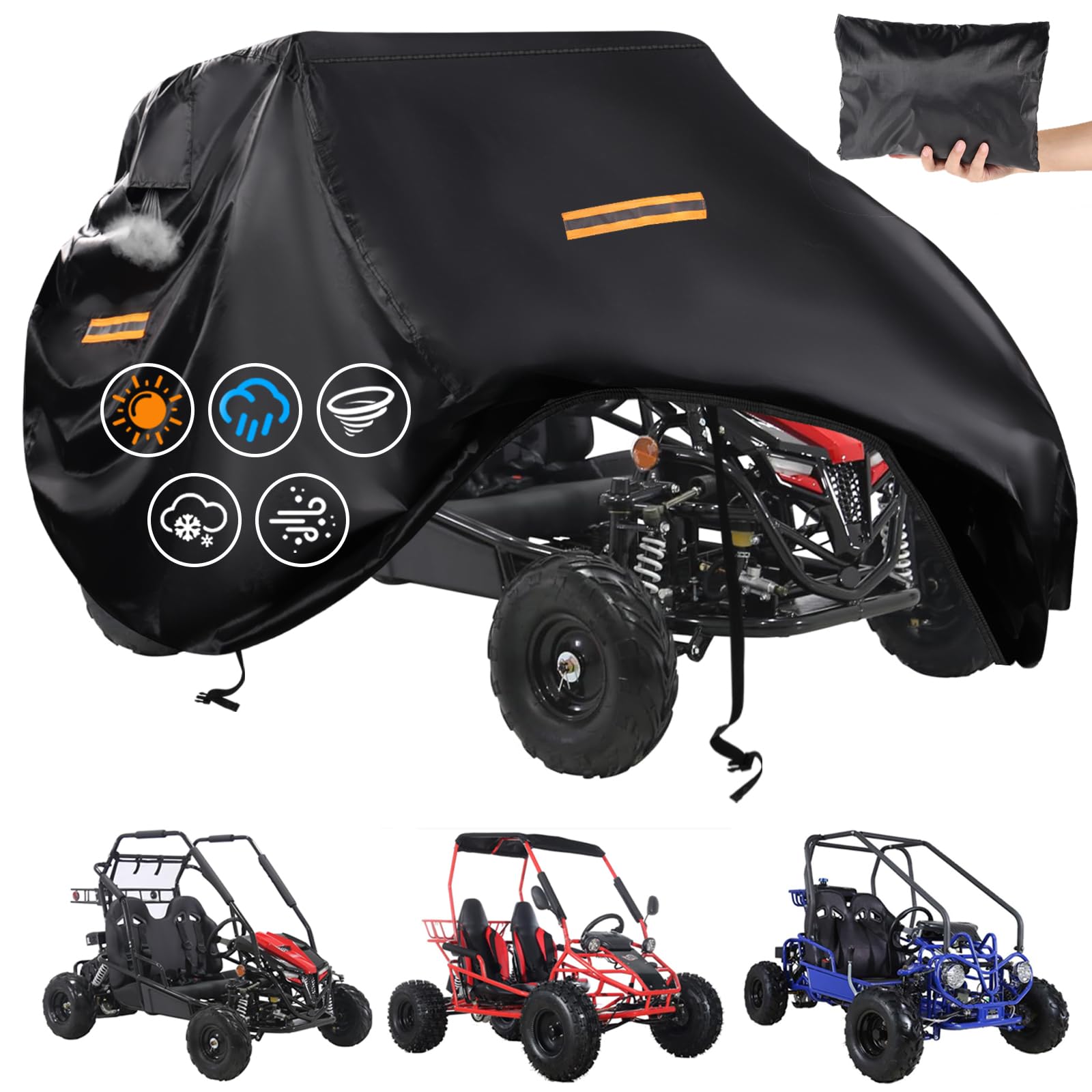 CONFUTURY KT196 go-kart cover main protects two-seater from rain and UV exposure.